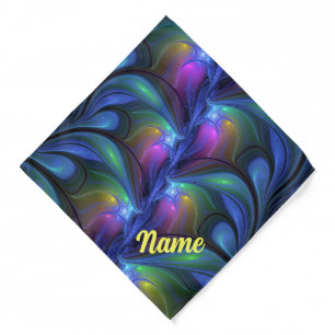 Colorful Luminous Abstract Blue Pink Green Pet Bandana