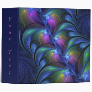 Colorful Luminous Abstract Blue Pink Green Text 3 Ring Binder