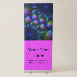 Colorful Luminous Abstract Blue Pink Green Text Retractable Banner