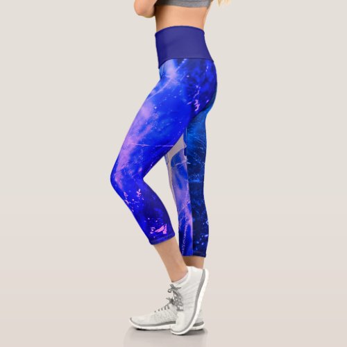 Colorful Luminous Abstract Blue White Navy Legging