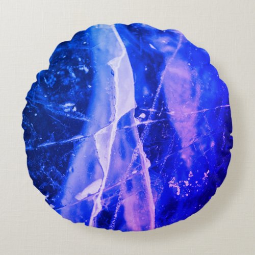 Colorful Luminous Abstract Blue White Navy Legging Round Pillow