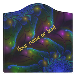 Colorful Luminous Abstract Fractal Art Custom Door Sign