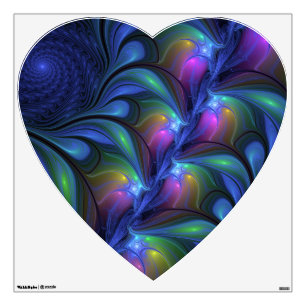 Colorful Luminous Abstract Fractal Art Heart Wall Decal
