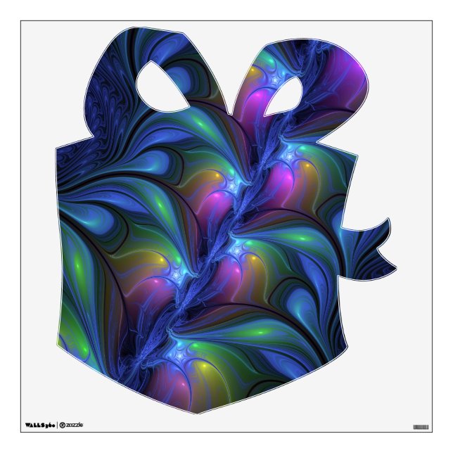 Colorful Luminous Abstract Fractal Christmas Gift Wall Decal (Front)