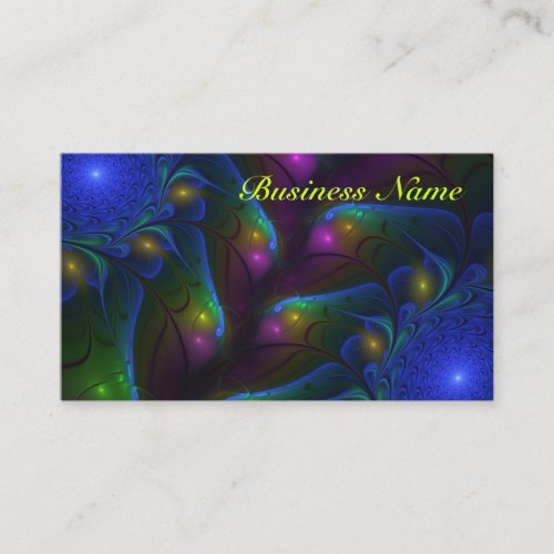 Colorful Luminous Abstract Modern Fractal Art Business Card