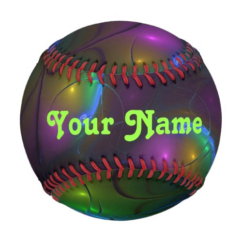 Colorful Luminous Abstract Modern Fractal Art Name Baseball