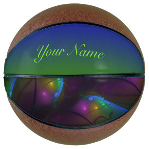 Colorful Luminous Abstract Modern Fractal Art Name Basketball