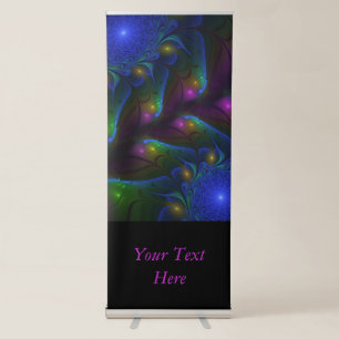 Colorful Luminous Abstract Modern Fractal Text Retractable Banner