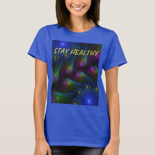 Colorful Luminous Abstract Modern Fractal Text T-Shirt