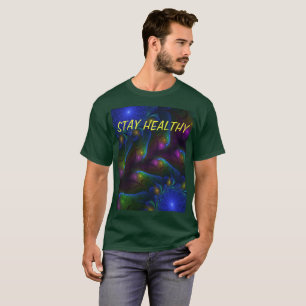 Colorful Luminous Abstract Modern Fractal Text T-Shirt