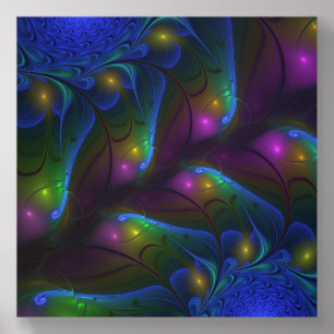 Colorful Luminous Abstract Modern Trippy Fractal Acrylic Photo Tile