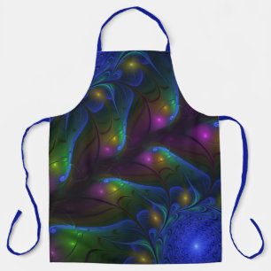 Colorful Luminous Abstract Modern Trippy Fractal Apron