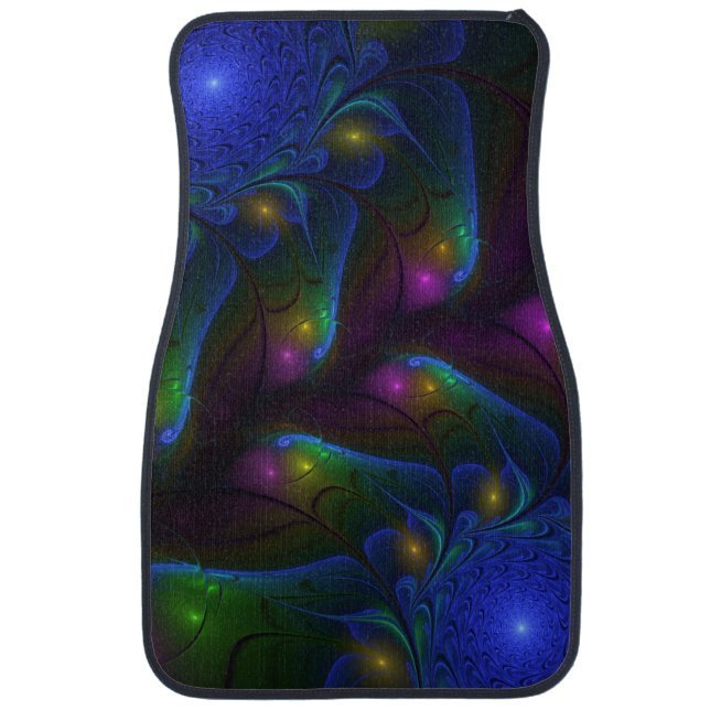 Colorful Luminous Abstract Modern Trippy Fractal Car Mat (Front)