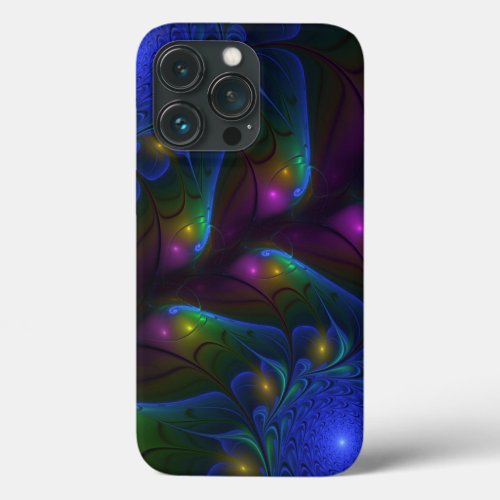 Colorful Luminous Abstract Modern Trippy Fractal iPhone 13 Pro Case