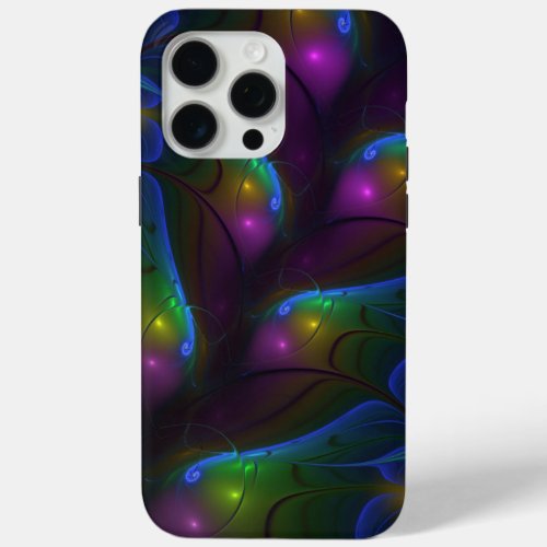 Colorful Luminous Abstract Modern Trippy Fractal iPhone 15 Pro Max Case