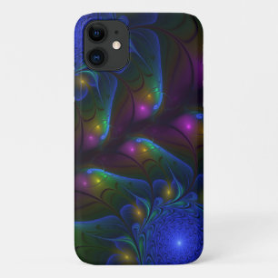 Colorful Luminous Abstract Modern Trippy Fractal iPhone 11 Case