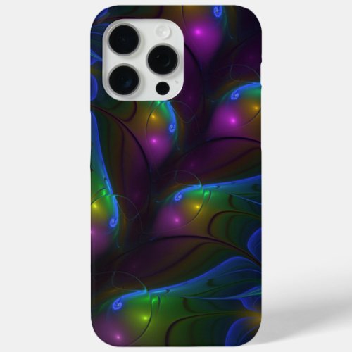 Colorful Luminous Abstract Modern Trippy Fractal iPhone 15 Pro Max Case