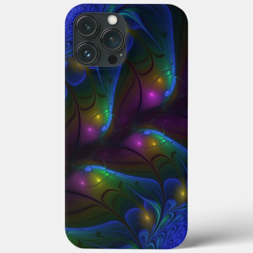 Colorful Luminous Abstract Modern Trippy Fractal iPhone 13 Pro Max Case