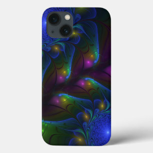 Colorful Luminous Abstract Modern Trippy Fractal iPhone 13 Case