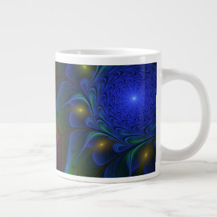 Colorful Luminous Abstract Modern Trippy Fractal Giant Coffee Mug