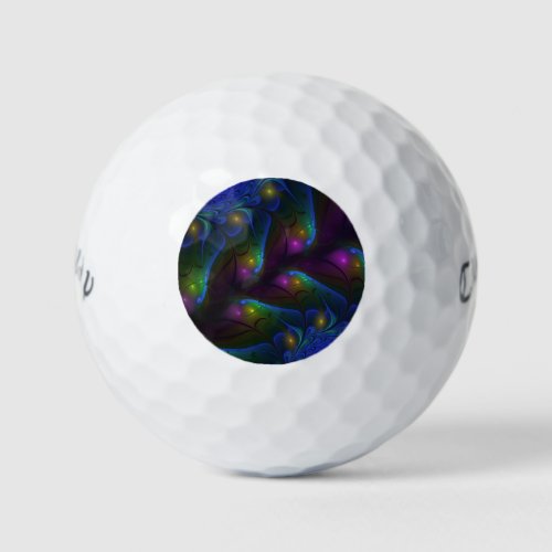 Colorful Luminous Abstract Modern Trippy Fractal Golf Balls