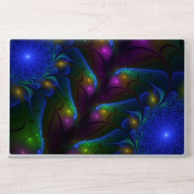 Colorful Luminous Abstract Modern Trippy Fractal HP Laptop Skin (Front)