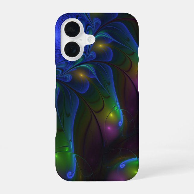 Colorful Luminous Abstract Modern Trippy Fractal iPhone Case (Back)