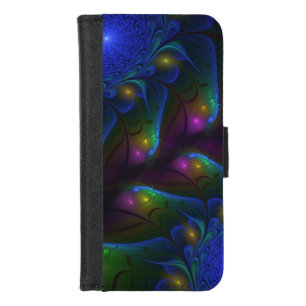 Colorful Luminous Abstract Modern Trippy Fractal iPhone 8/7 Wallet Case