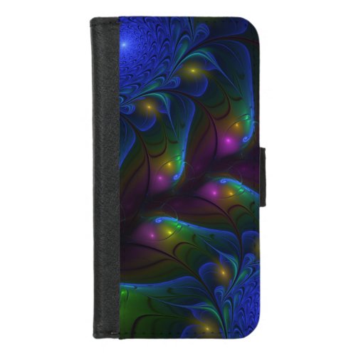 Colorful Luminous Abstract Modern Trippy Fractal iPhone 87 Wallet Case