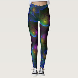 Colorful Luminous Abstract Modern Trippy Fractal Leggings