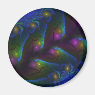 Colorful Luminous Abstract Modern Trippy Fractal Magnet