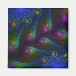 Colorful Luminous Abstract Modern Trippy Fractal Magnet