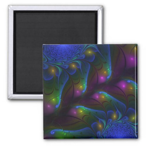 Colorful Luminous Abstract Modern Trippy Fractal Magnet