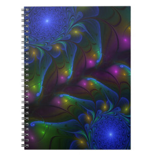 Colorful Luminous Abstract Modern Trippy Fractal Notebook