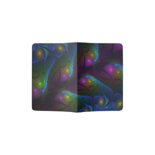 Colorful Luminous Abstract Modern Trippy Fractal Passport Holder
