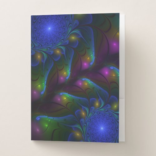 Colorful Luminous Abstract Modern Trippy Fractal Pocket Folder