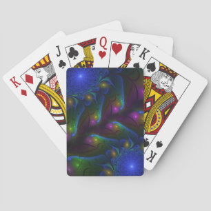 Colorful Luminous Abstract Modern Trippy Fractal Poker Cards