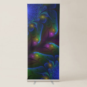 Colorful Luminous Abstract Modern Trippy Fractal Retractable Banner