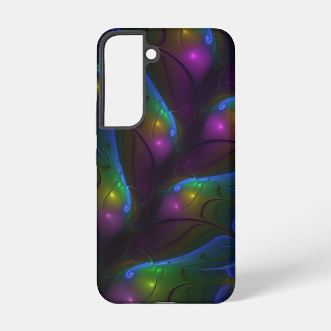 Colorful Luminous Abstract Modern Trippy Fractal Samsung Galaxy Case (Back)