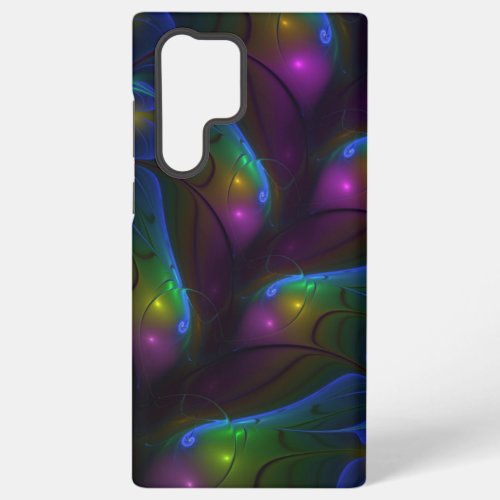 Colorful Luminous Abstract Modern Trippy Fractal Samsung Galaxy S22 Ultra Case