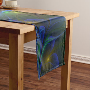 Colorful Luminous Abstract Modern Trippy Fractal Short Table Runner