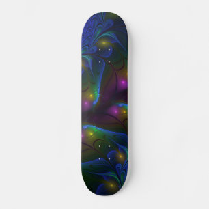 Colorful Luminous Abstract Modern Trippy Fractal Skateboard