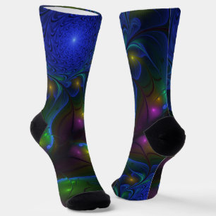 Colorful Luminous Abstract Modern Trippy Fractal Socks