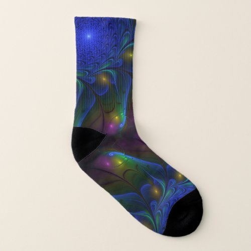 Colorful Luminous Abstract Modern Trippy Fractal Socks