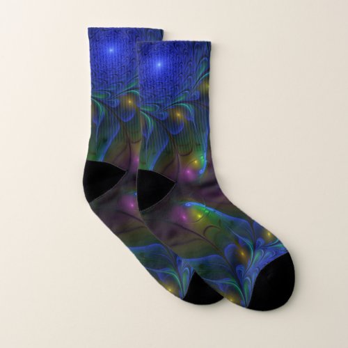 Colorful Luminous Abstract Modern Trippy Fractal Socks