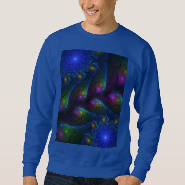 Colorful Luminous Abstract Modern Trippy Fractal Sweatshirt (Front)