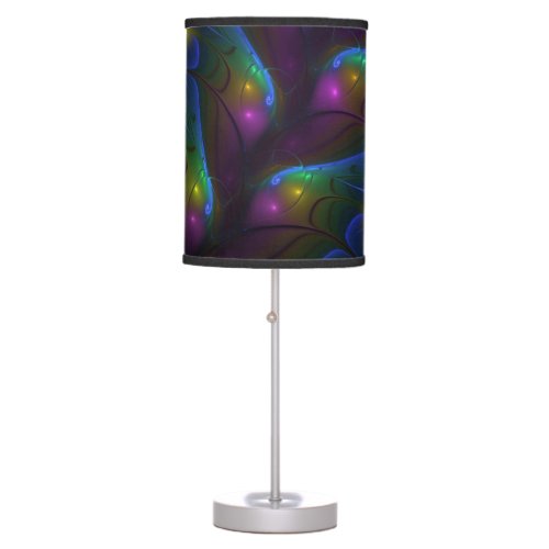 Colorful Luminous Abstract Modern Trippy Fractal Table Lamp