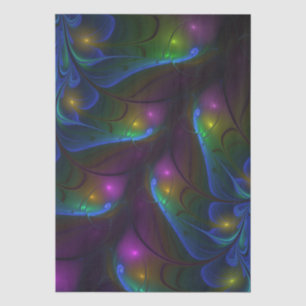 Colorful Luminous Abstract Modern Trippy Fractal Tissue Paper