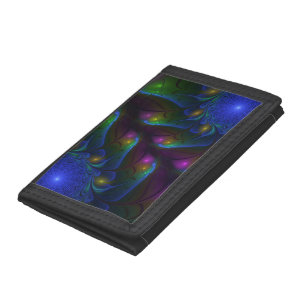 Colorful Luminous Abstract Modern Trippy Fractal Tri-fold Wallet