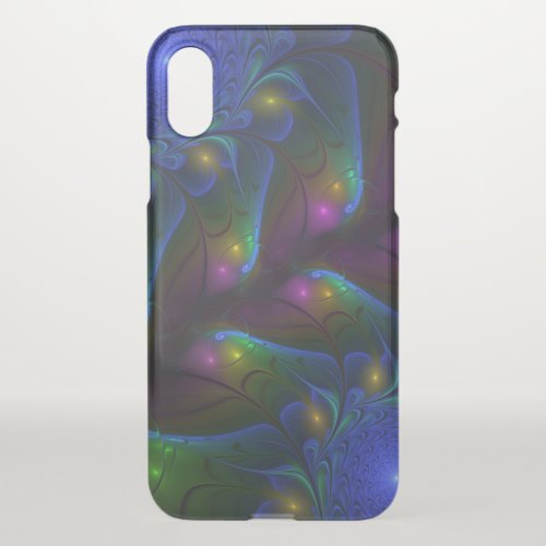 Colorful Luminous Abstract Modern Trippy Fractal iPhone XS Case